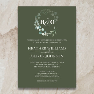 Garden Greenery Eucalyptus Sage Wedding Invitation