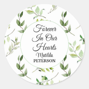 Garden Greenery Leaves Funeral  Classic Round Sticker