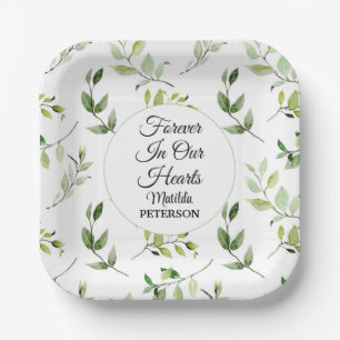 Garden Greenery Leaves Funeral  Paper Plate