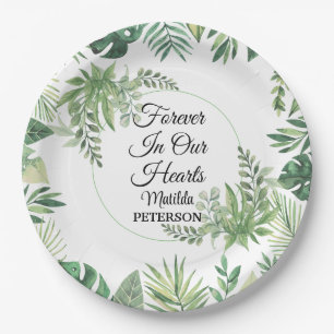 Garden Greenery Leaves Funeral Paper Plate