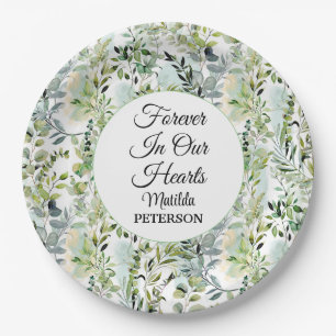 Garden Greenery Leaves Funeral  Paper Plate