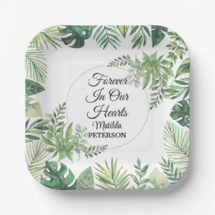 Garden Greenery Leaves Funeral Paper Plate