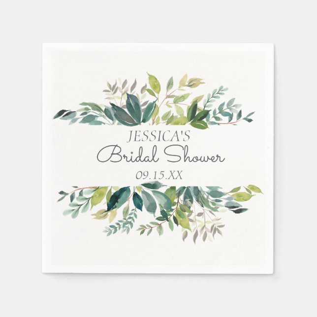 Garden Greenery Personalised Paper Napkin (Front)