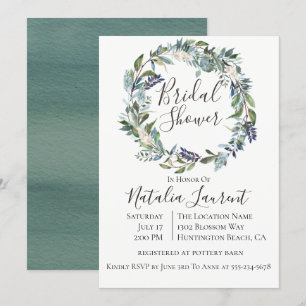 Garden Greenery Wreath Bridal Shower Invitation