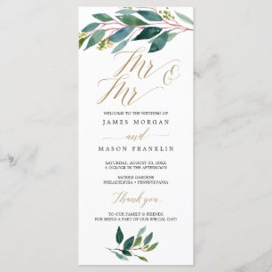 Garden Greens Gay Wedding Program - Mr & Mr Programme