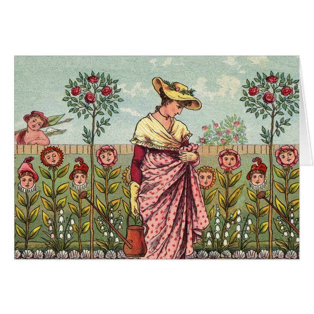 Garden Grow Flower Woman Art Antique (Front Horizontal)