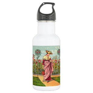 Garden Grow Flower Woman Art Antique 532 Ml Water Bottle