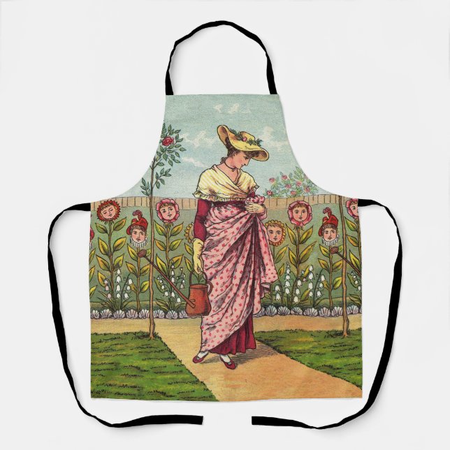 Garden Grow Flower Woman Art Antique Apron (Front)