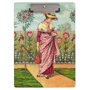 Garden Grow Flower Woman Art Antique Clipboard
