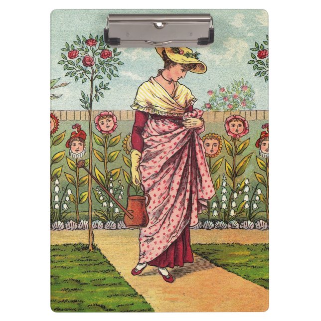 Garden Grow Flower Woman Art Antique Clipboard (Front)
