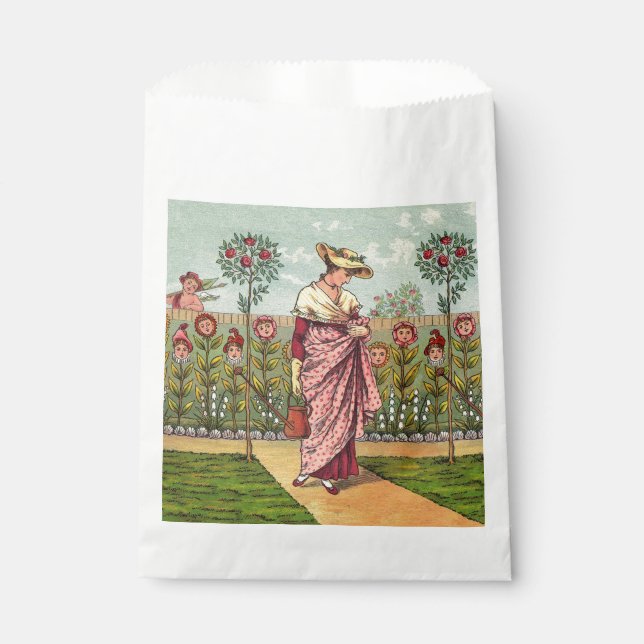 Garden Grow Flower Woman Art Antique Favour Bags (Front)