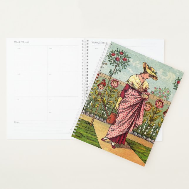 Garden Grow Flower Woman Art Antique Planner (Display)
