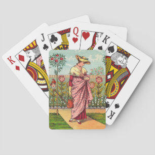Garden Grow Flower Woman Art Antique Playing Cards