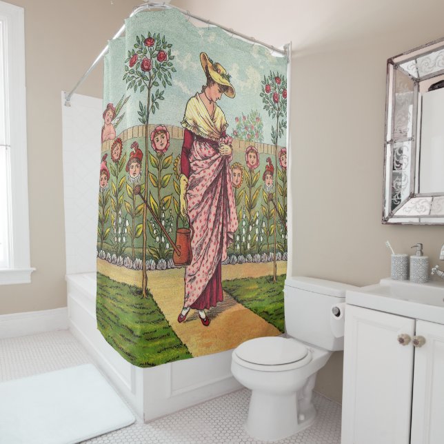 Garden Grow Flower Woman Art Antique Shower Curtain (In Situ)