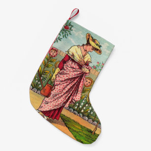 Garden Grow Flower Woman Art Antique Small Christmas Stocking