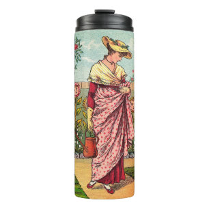 Garden Grow Flower Woman Art Antique Thermal Tumbler