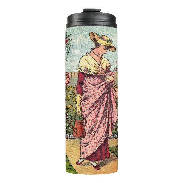 Garden Grow Flower Woman Art Antique Thermal Tumbler (Front)