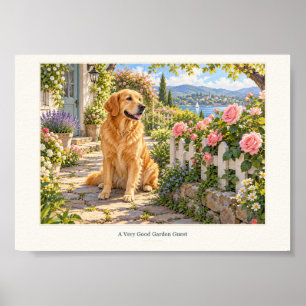 Garden Guest Golden Retriever Art Print