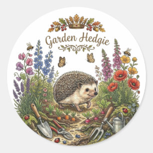 Garden Hedgie Cute Hedgehog Cottagecore Gardening Classic Round Sticker
