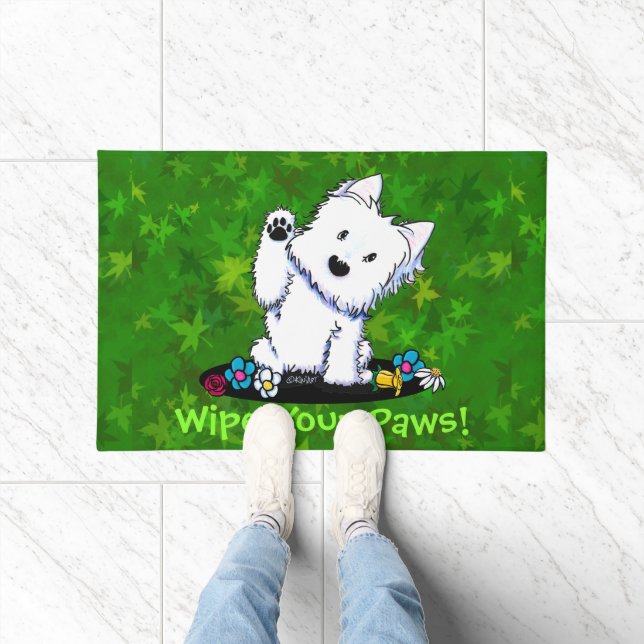 Garden Helper Waving Westie Doormat (Indoor)
