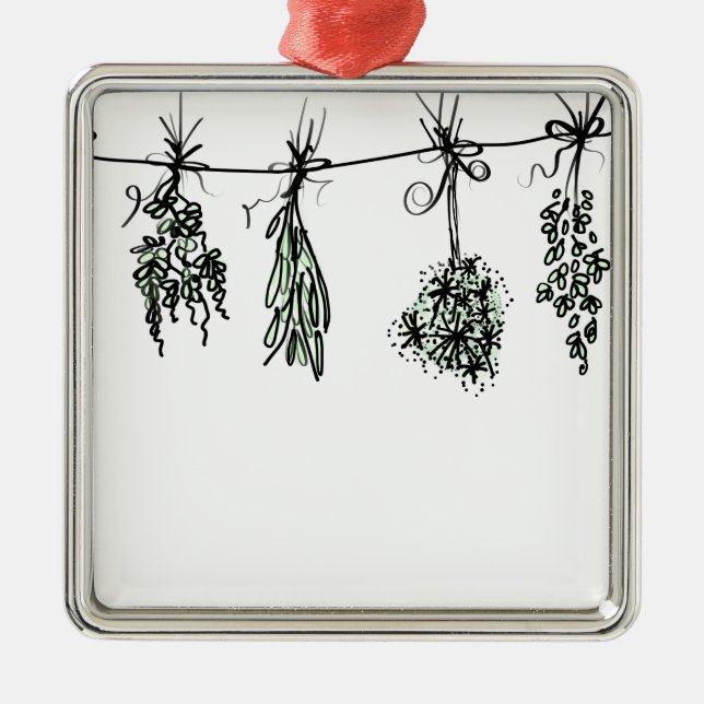 Garden Herbs botanical boho  Metal Tree Decoration (Front)