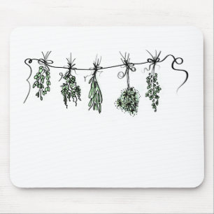 Garden Herbs botanical boho Mouse Mat