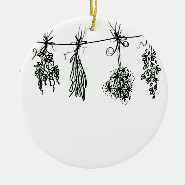 Garden Herbs Ceramic Tree Decoration (Front)