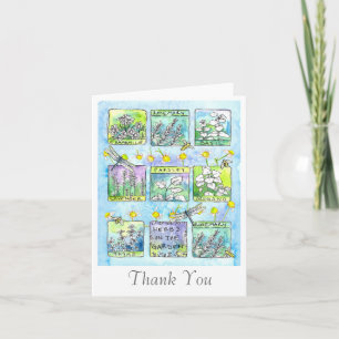 Garden Herbs Dragonfly Honey Bees Thank You Card