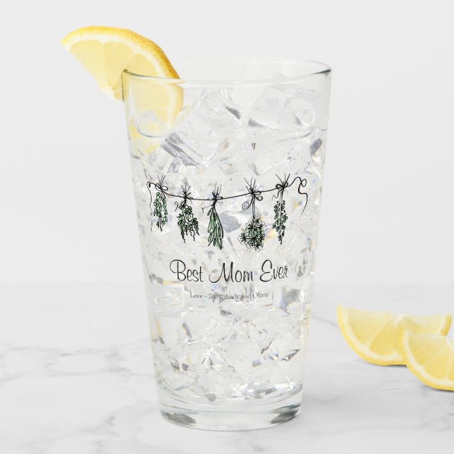 Garden Herbs sage basil thyme dill Best Mum Ever  Glass (Front Ice)