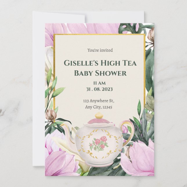 Garden High Tea Baby Shower Invitation  (Front)