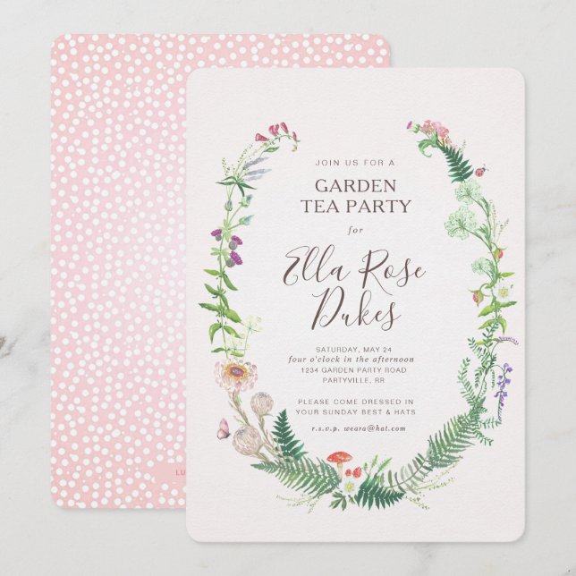 Garden High Tea Wild Flowers Invitation (Front/Back)