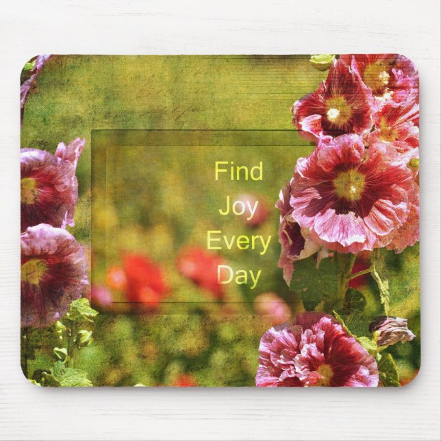 Garden Hollyhock Floral Joy Mouse Mat (Front)