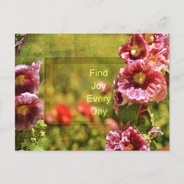 Garden Hollyhock Floral Joy Postcard (Front)