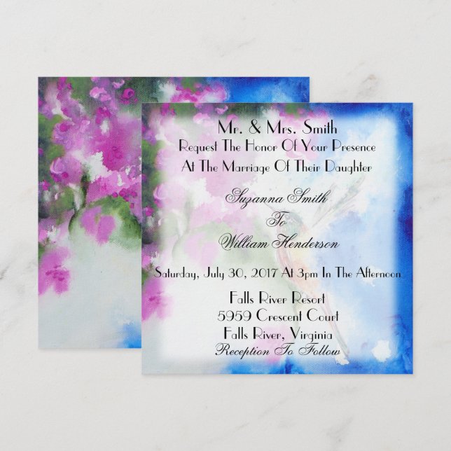 Garden Hummingbird Elegant Wedding Invitations (Front/Back)