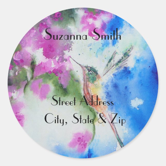 Garden Hummingbird Wedding Address Labels (Front)
