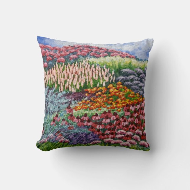 Garden in August Artwork/August flowers/Painting Cushion (Front)