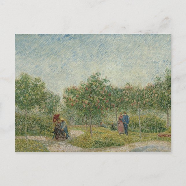 Garden in Montmartre with lovers Postcard (Front)