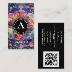 Garden in Motion Floral Mandala Design Business Card