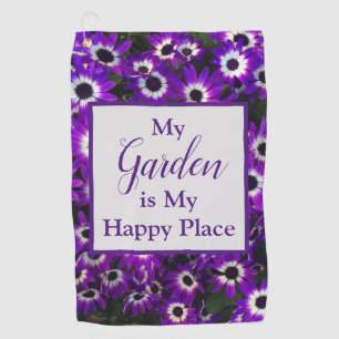 Garden in My Happy Place Bright Purple Flower Golf Towel
