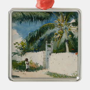 Garden in Nassau, the Bahamas (Caribbean Art) Metal Tree Decoration
