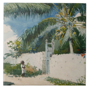Garden in Nassau, the Bahamas (Caribbean Art) Tile