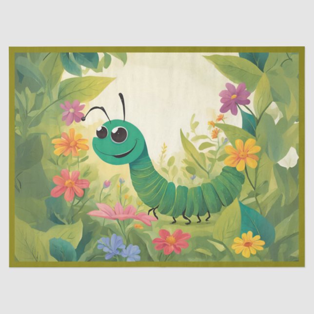 Garden Inch Worm Delight Tissue Paper (Front)
