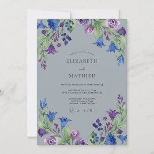 Garden Indigo Violet Painted Wedding Invitation