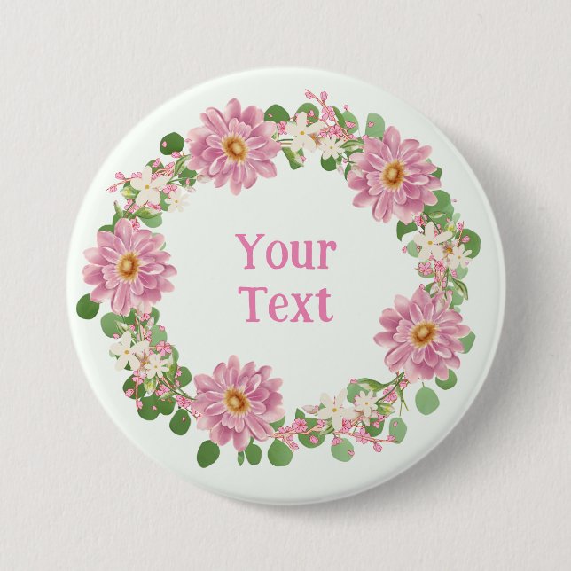 Garden-Inspired Pink and White Floral Lapel Pin (Front)