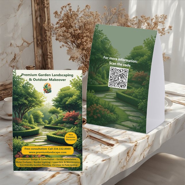 Garden Installing Landscape Design & Consultation  (Garden Installing Landscape Design & Consultation Paper Table Tent)