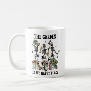 Garden Is My Happy Place Three Skeletons Dancing Coffee Mug