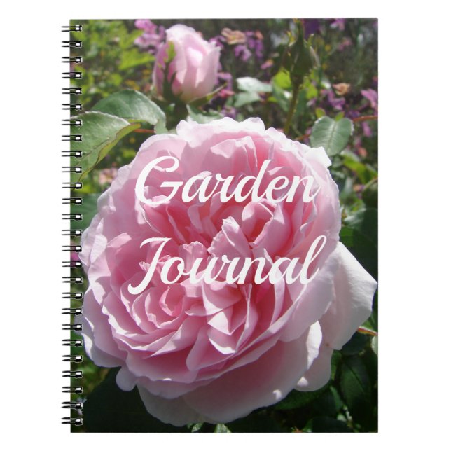 Garden Journal Pink Rose Floral Flowers Notebook (Front)