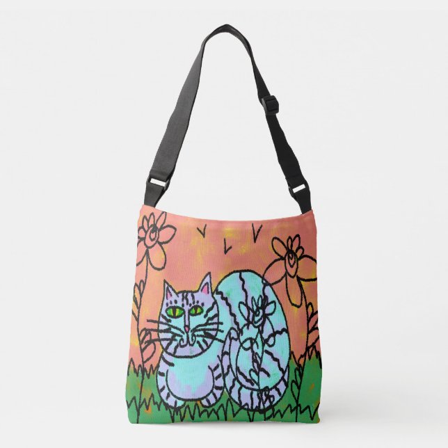 Garden Kitty Abstract Cat Art Tote Bag (Front)