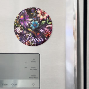 Garden Kitty Cat Floral Abstract Personalised Magnet