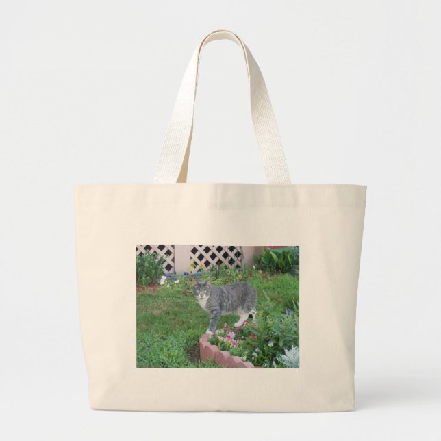 garden kitty large tote bag (Front)